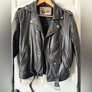 Vintage Men’s Open Road Leather Biker Jacket 70s Greaser Sz Medium Belted